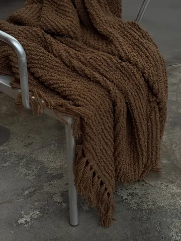 Manta de bouclé Janzen - Solid natural brown, 130x170 cm - Tinted