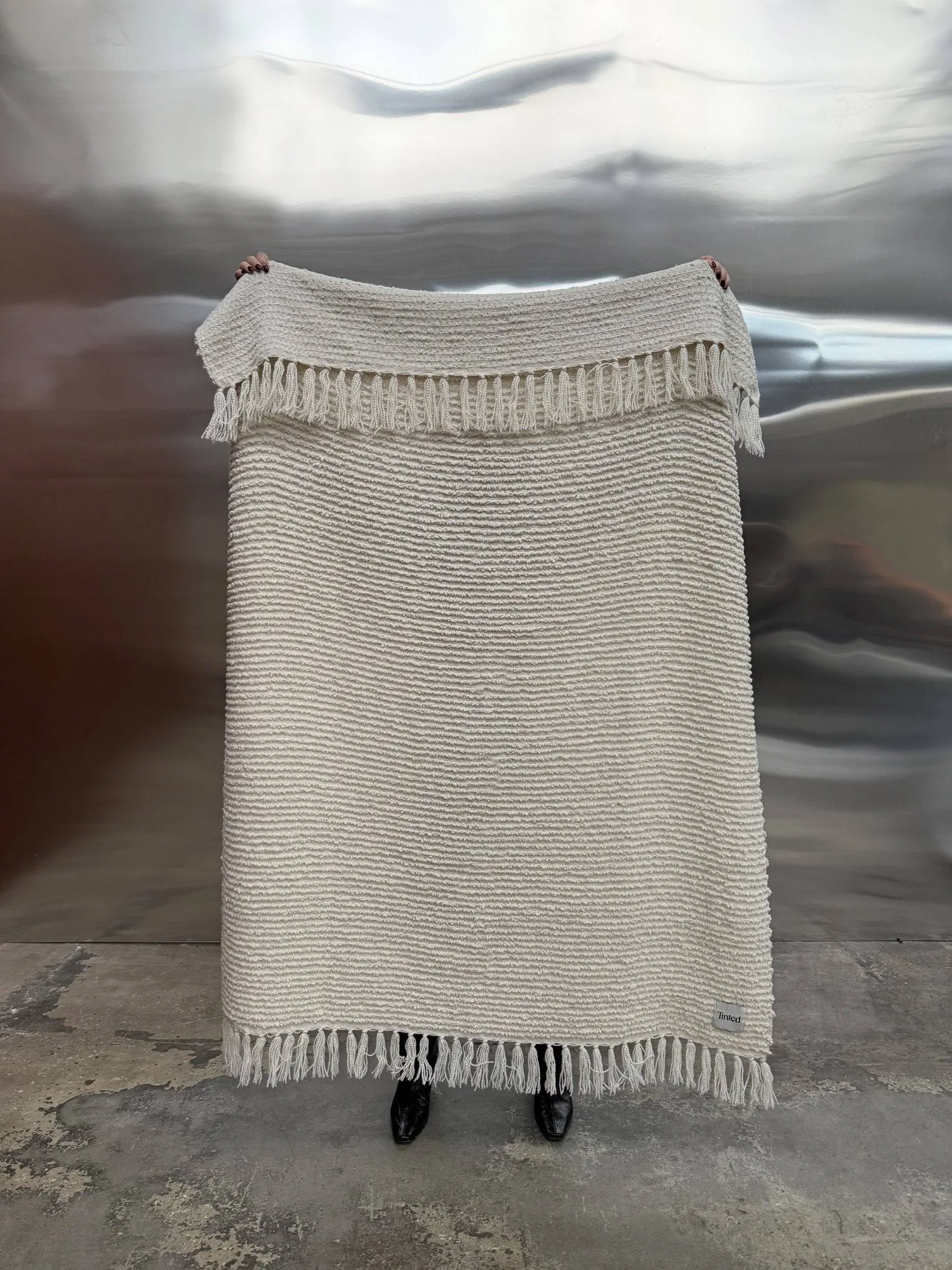 Manta de bouclé Janzen, Solid off white-natural, 130x170 cm Tinted
