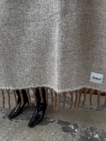 Manta de mohair Fridh - Brown-off white, 130x170 cm - Tinted