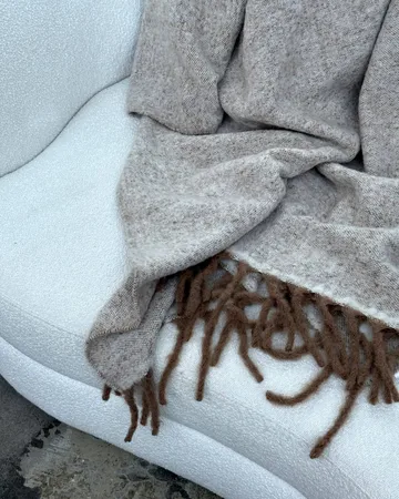 Manta de mohair Fridh - Brown-off white, 130x170 cm - Tinted