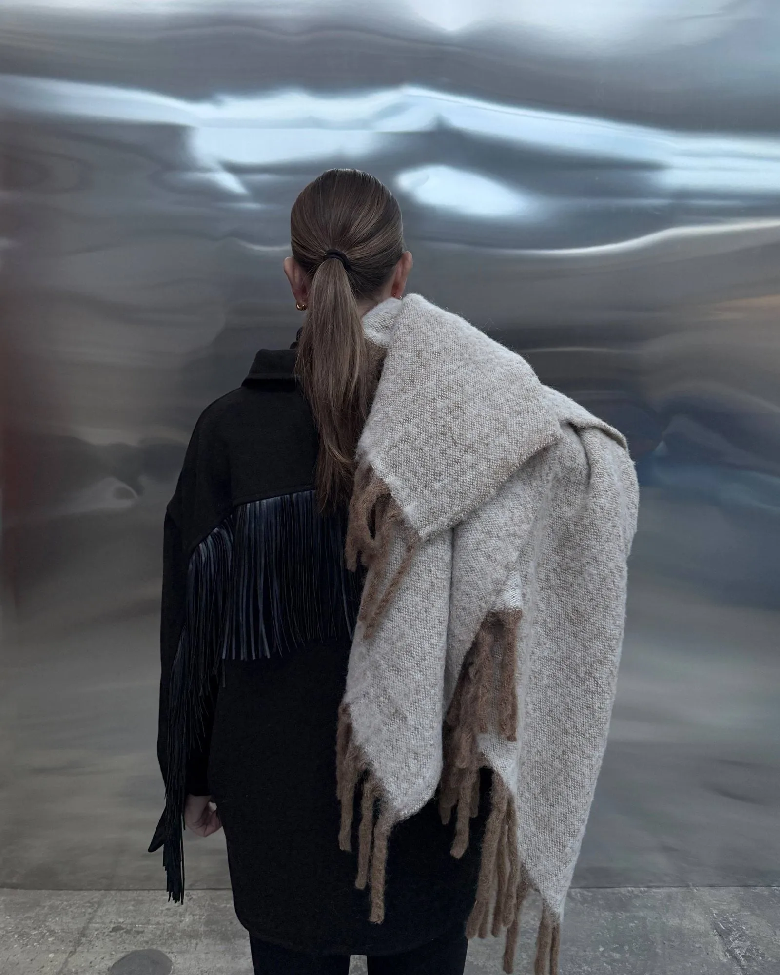 Manta de mohair Fridh, Brown-off white, 130x170 cm Tinted