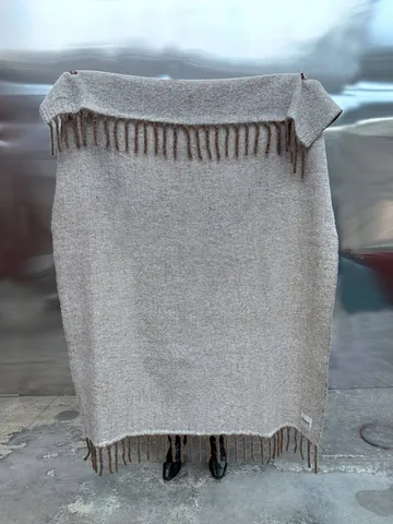 Manta de mohair Fridh - Brown-off white, 130x170 cm - Tinted