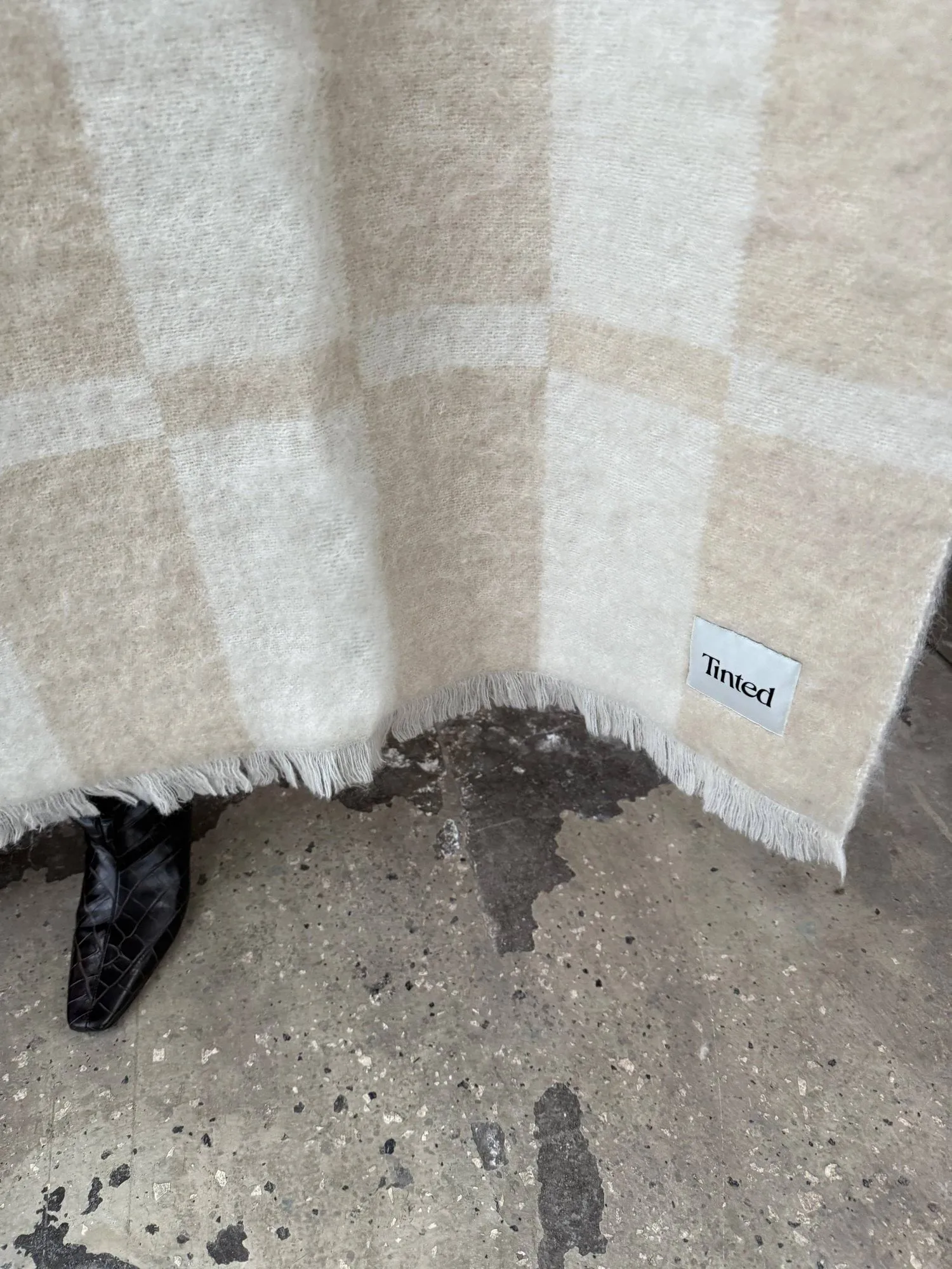 Manta de mohair Hallin, Beige-off white, 130x170 cm Tinted