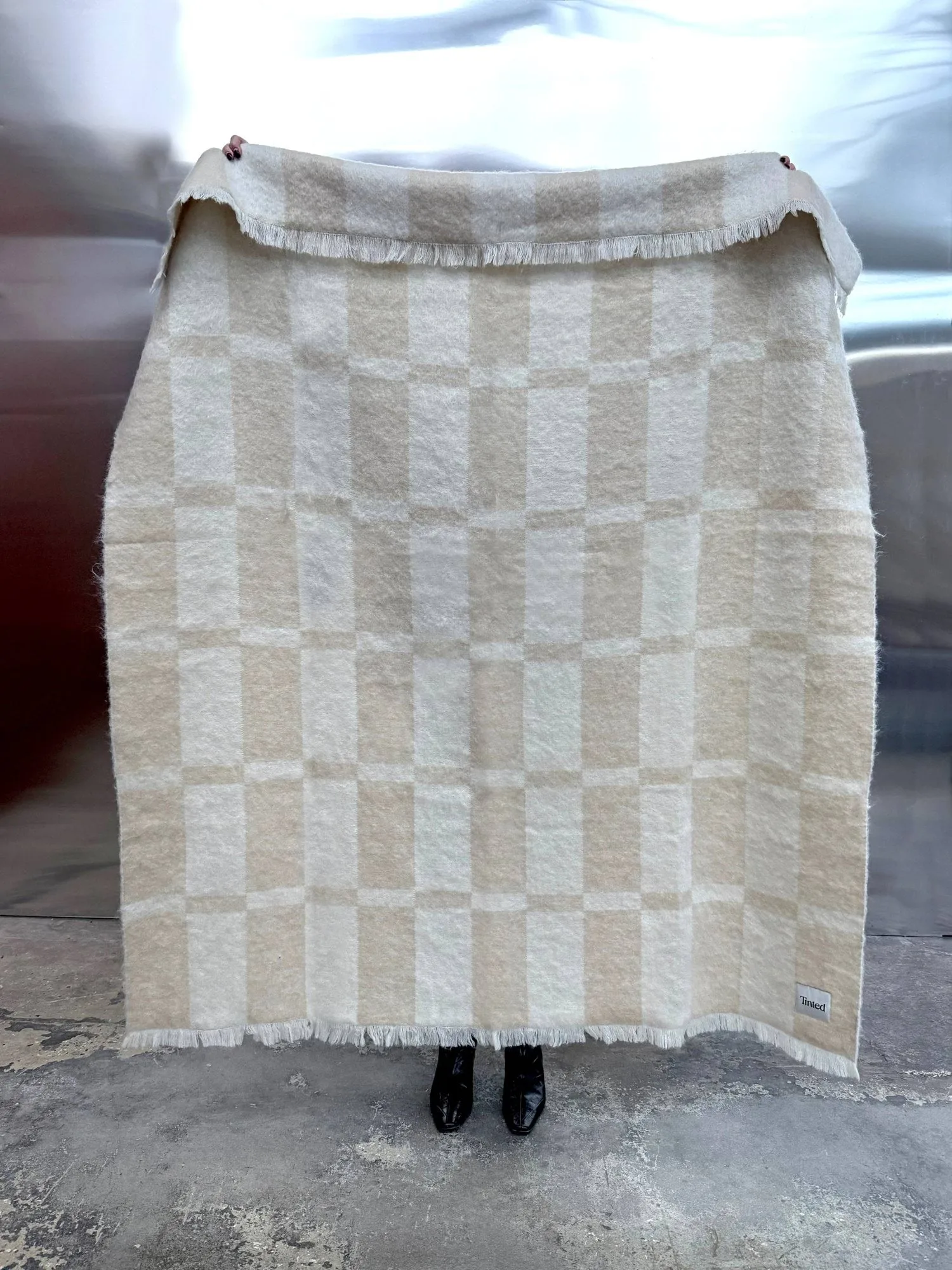 Manta de mohair Hallin, Beige-off white, 130x170 cm Tinted