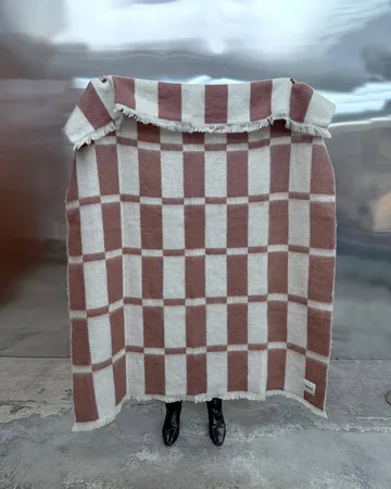 Manta de mohair Hallin - Off white-rust, 130x170 cm - Tinted