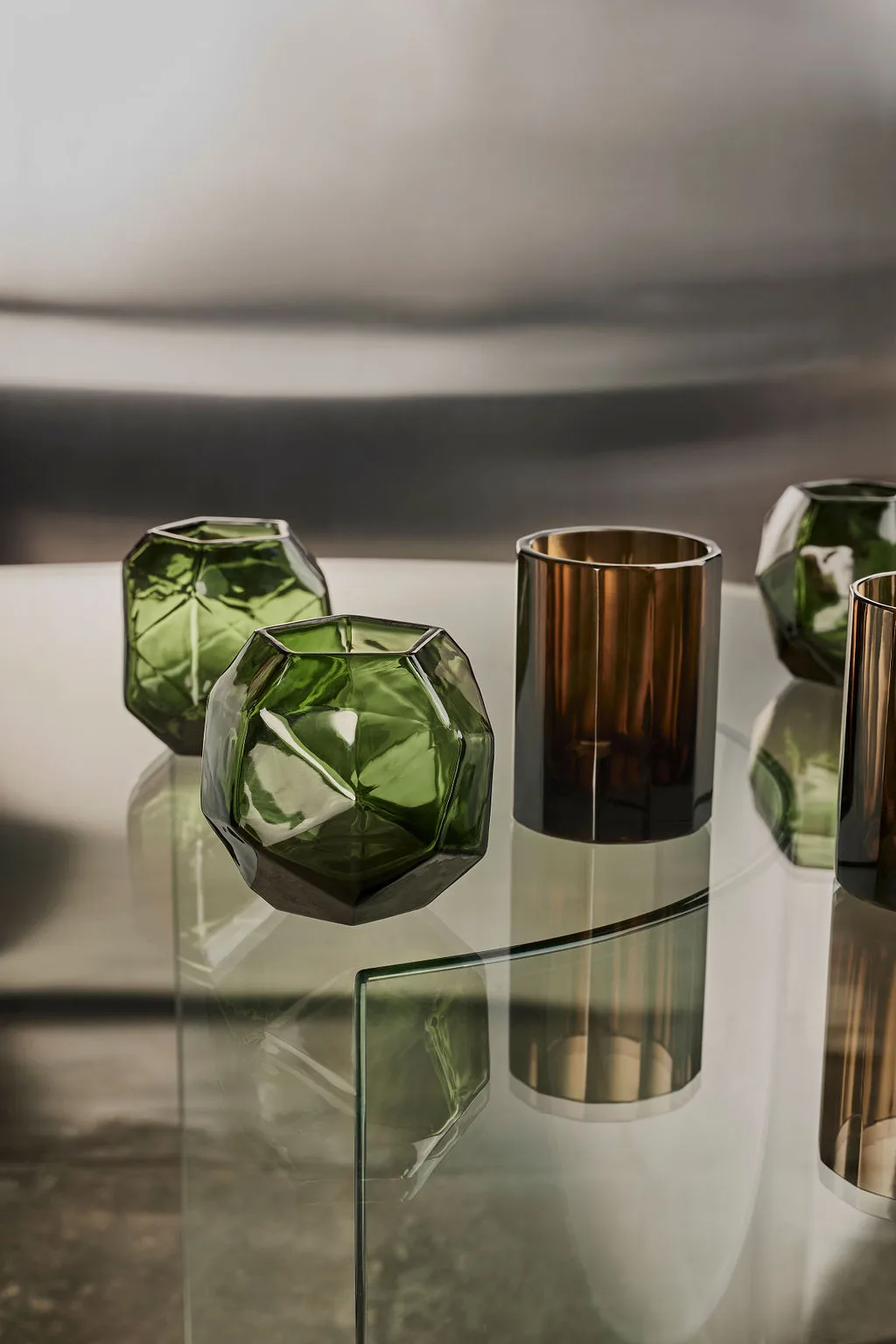 Portavelas Bjork Ø9x10 cm, Green Tinted