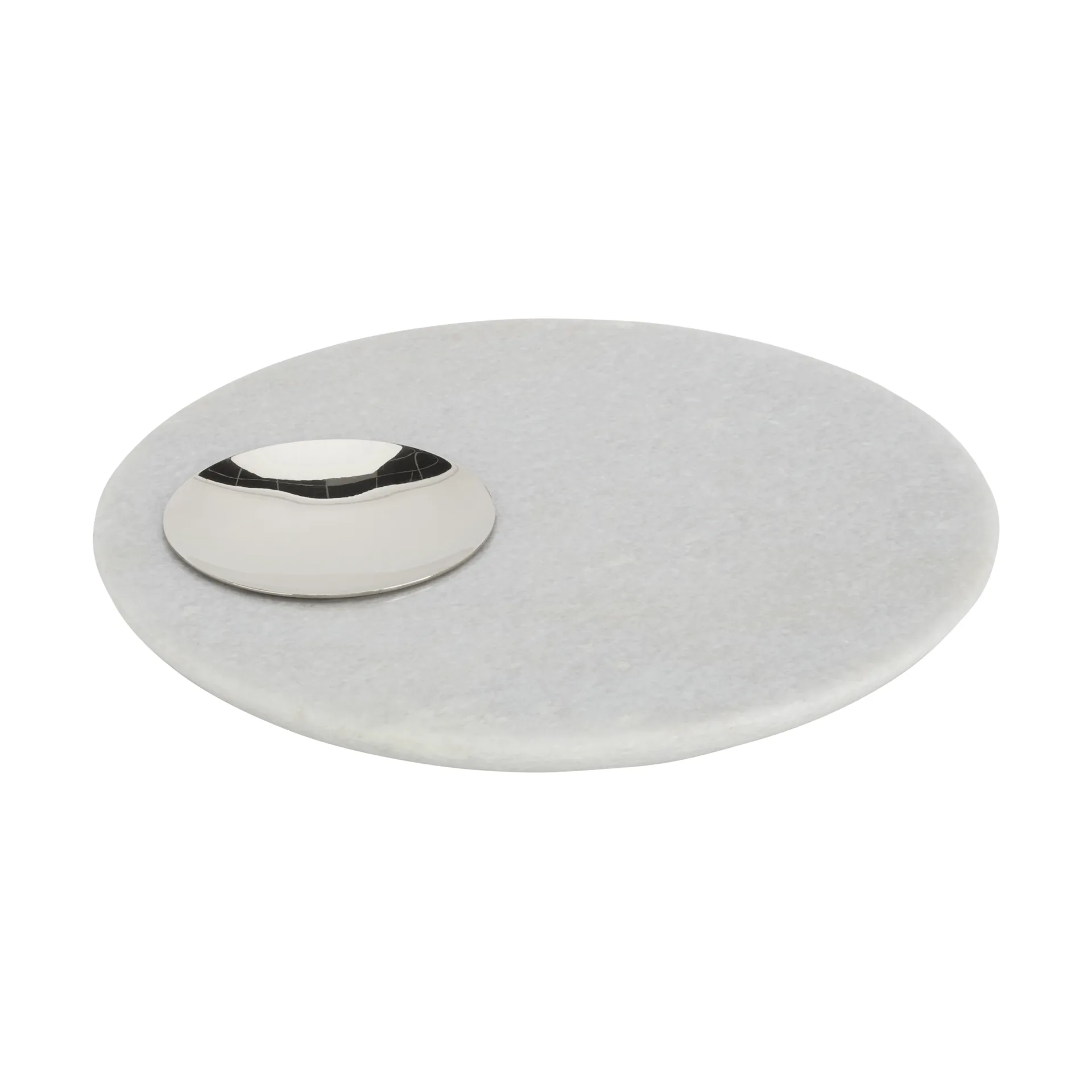 Bandeja para servir Stone Ø22 cm, Mármol blanco-plateado Tom Dixon