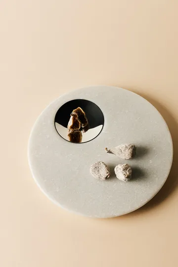 Bandeja para servir Stone Ø22 cm - Mármol blanco-plateado - Tom Dixon