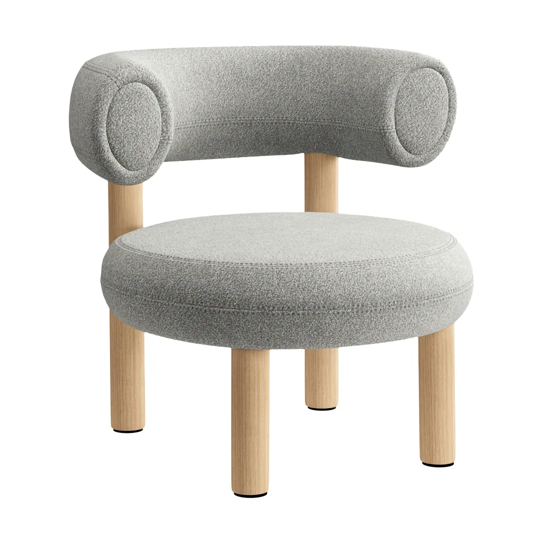 Butaca lounge Fat, Madera natural cepillada y bouclé alpino natural Tom Dixon