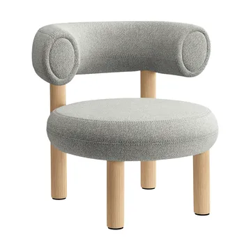 Butaca lounge Fat - Madera natural cepillada y bouclé alpino natural - Tom Dixon