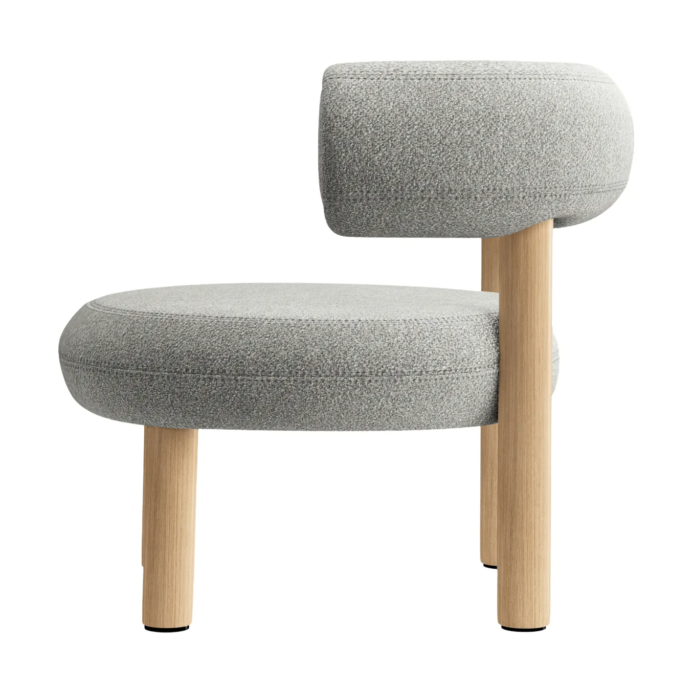 Butaca lounge Fat, Madera natural cepillada y bouclé alpino natural Tom Dixon