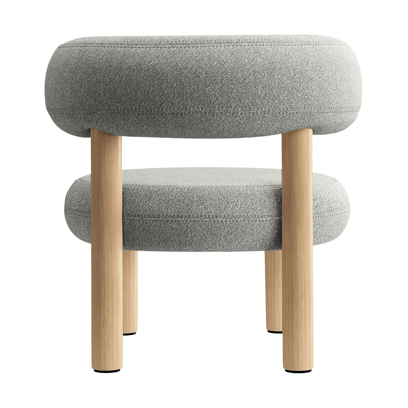 Butaca lounge Fat, Madera natural cepillada y bouclé alpino natural Tom Dixon