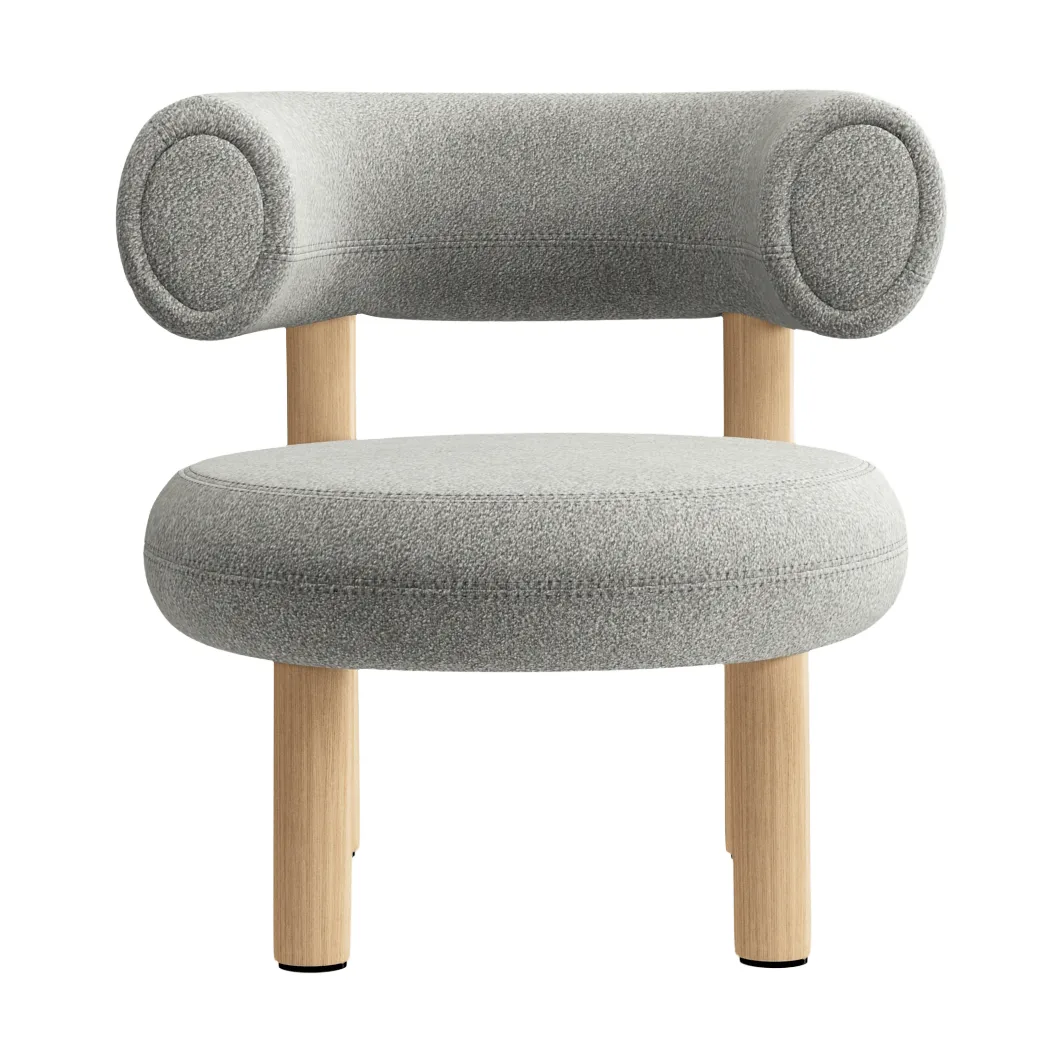 Butaca lounge Fat, Madera natural cepillada y bouclé alpino natural Tom Dixon