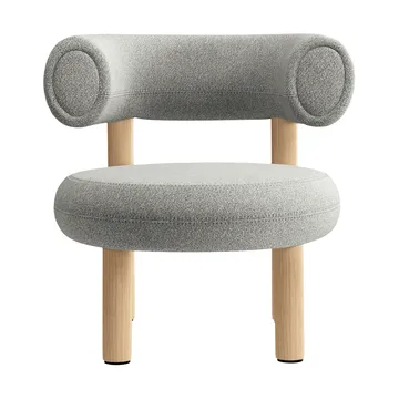 Butaca lounge Fat - Madera natural cepillada y bouclé alpino natural - Tom Dixon