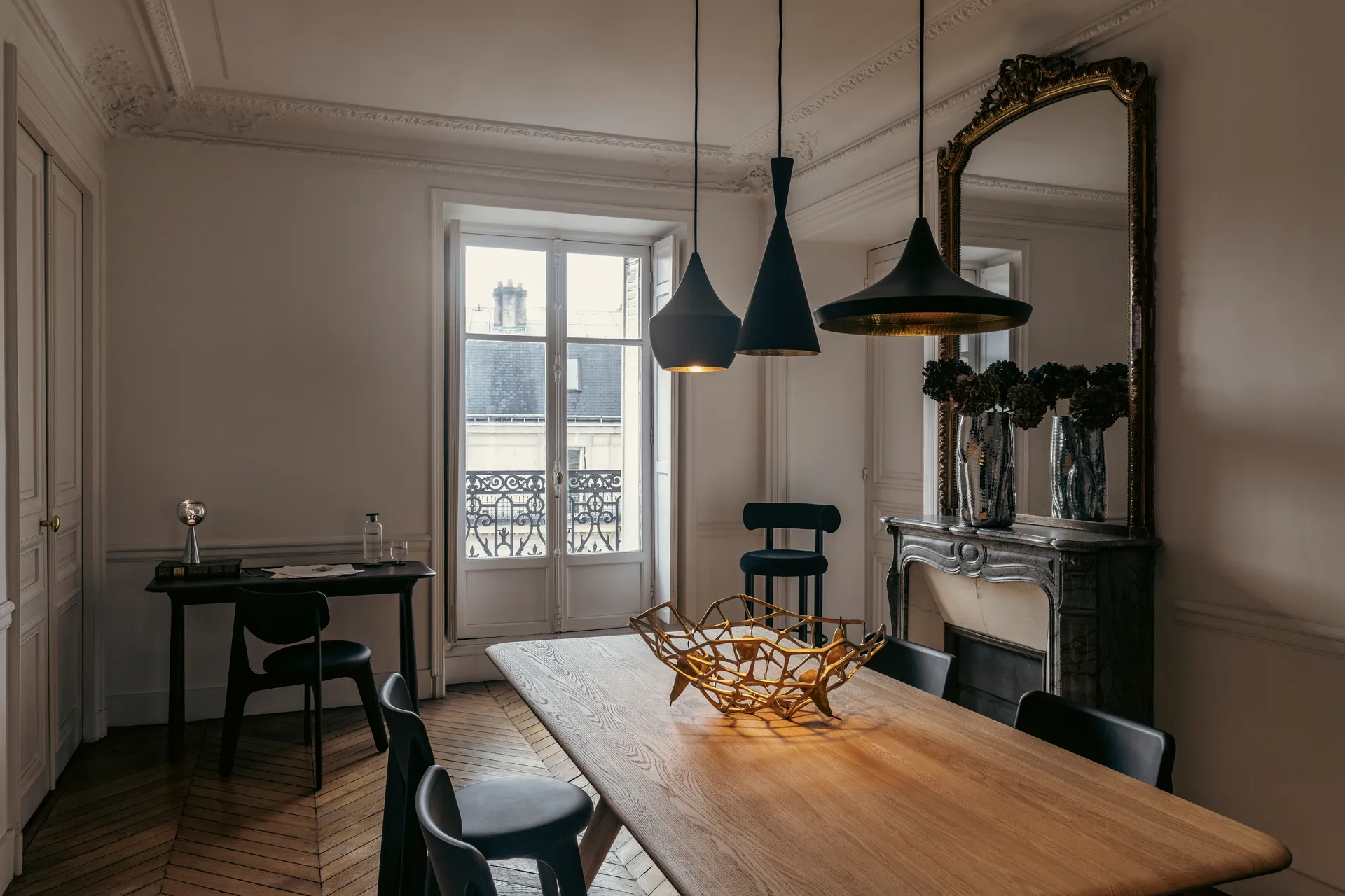 Escritorio individual Slab 60x120 cm, Roble negro Tom Dixon