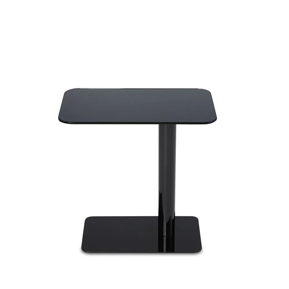 Flash mesa auxiliar 30x50 cm, Vidrio espejo negro - soporte negro Tom Dixon