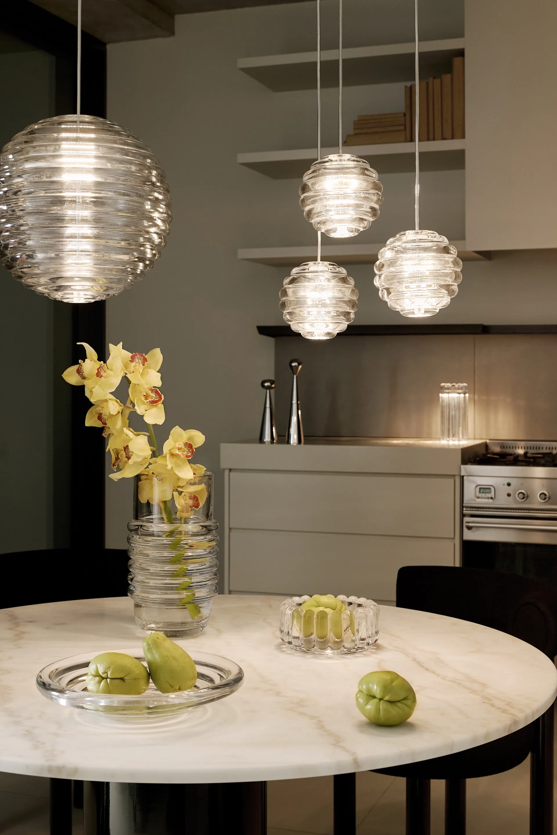 Lámpara colgante Press Sphere LED Ø30 cm, Transparente Tom Dixon