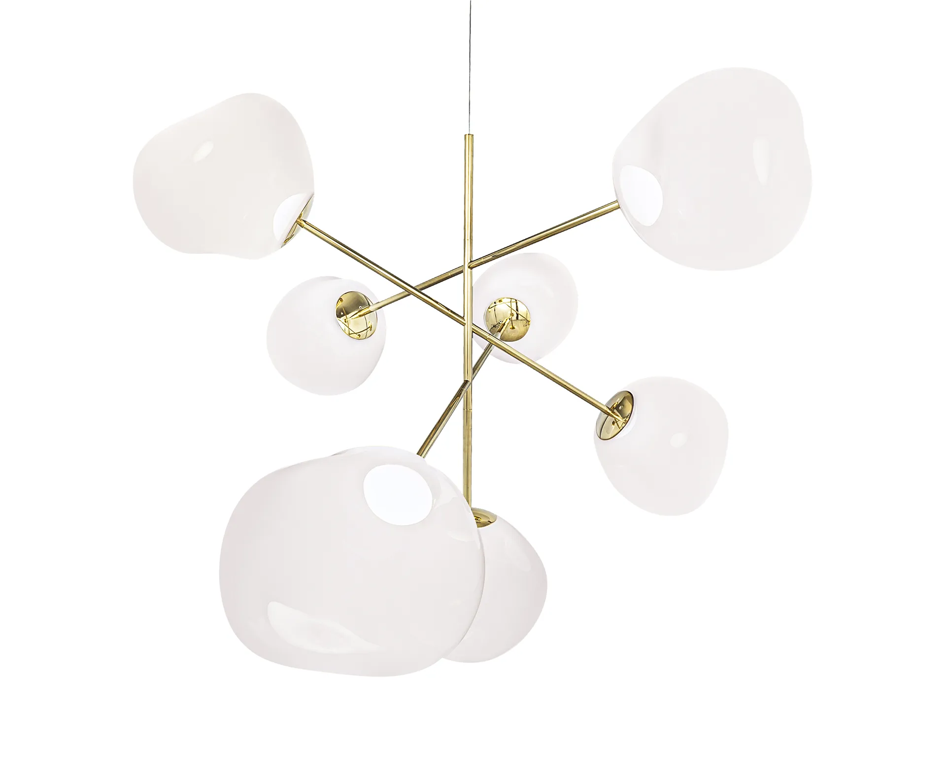 Lámpara de araña Melt Chandelier grande LED 196 cm, Ópalo-Dorado Tom Dixon
