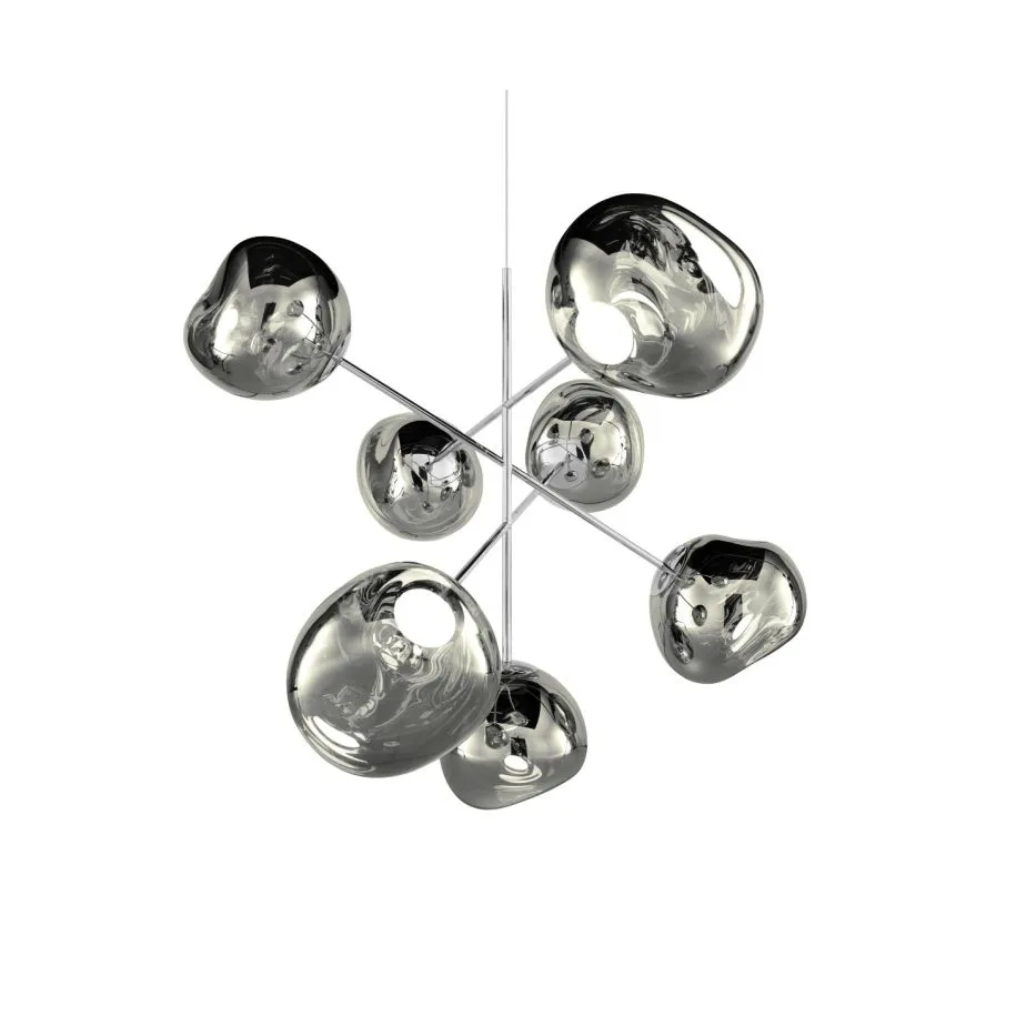 Lámpara de araña Melt Chandelier grande LED 196 cm, Plateado  Tom Dixon