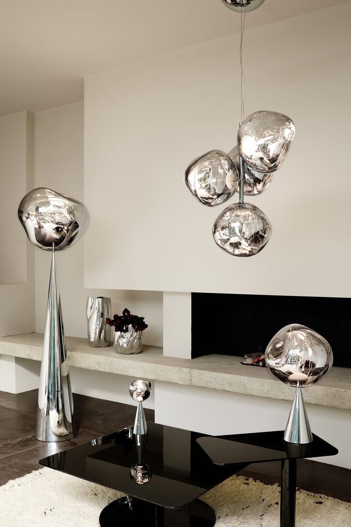 Lámpara de araña Melt Chandelier mini LED 63,4 cm, Plateado Tom Dixon