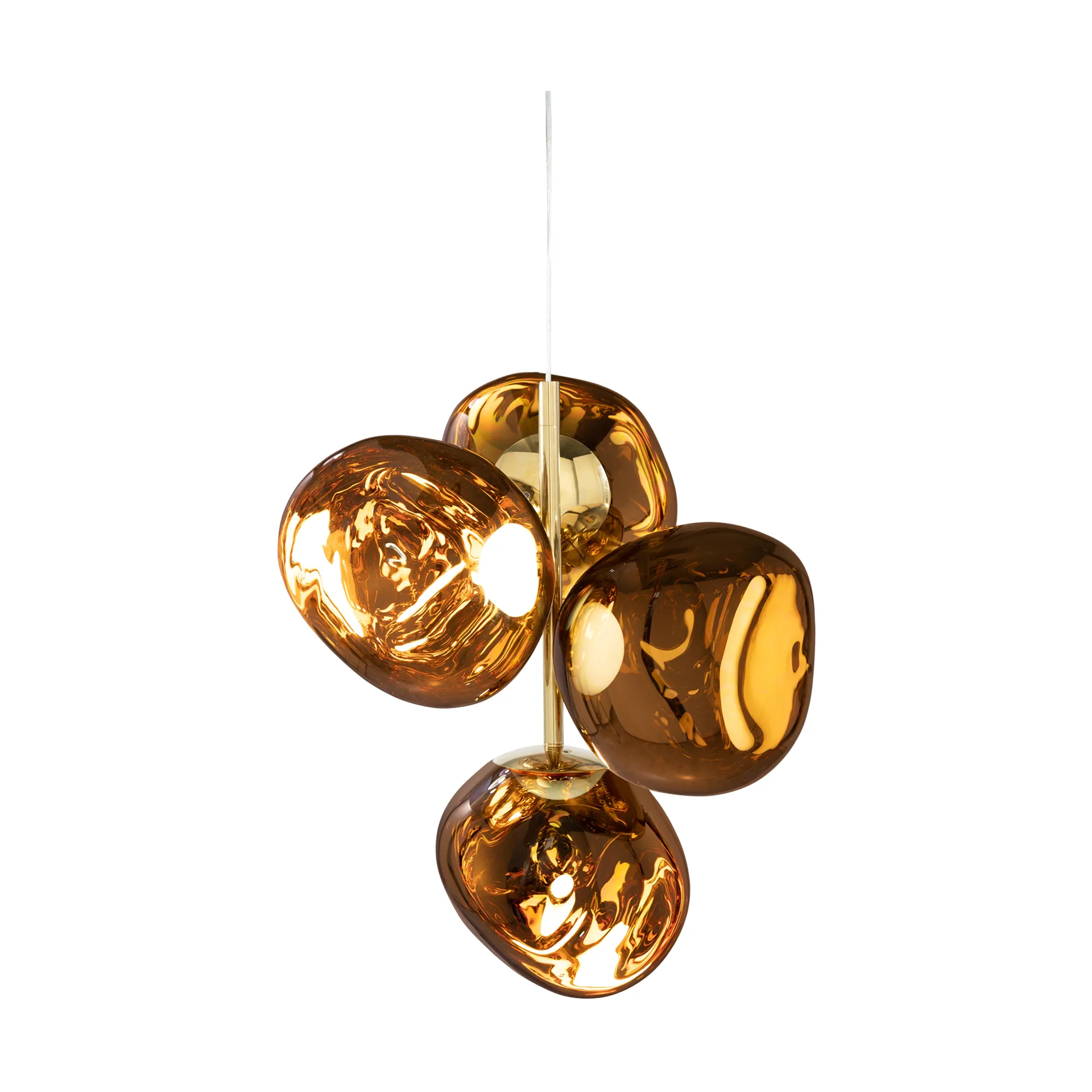 Lámpara de araña Melt Chandelier pequeña LED 103 cm, Dorado Tom Dixon