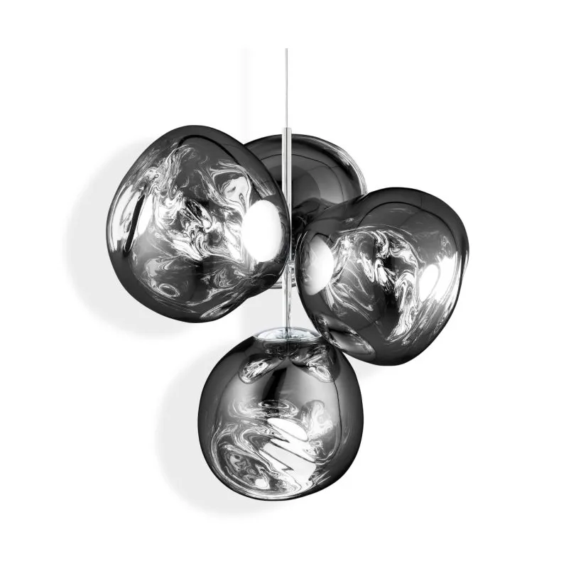 Lámpara de araña Melt Chandelier pequeña LED 103 cm, Plateado Tom Dixon