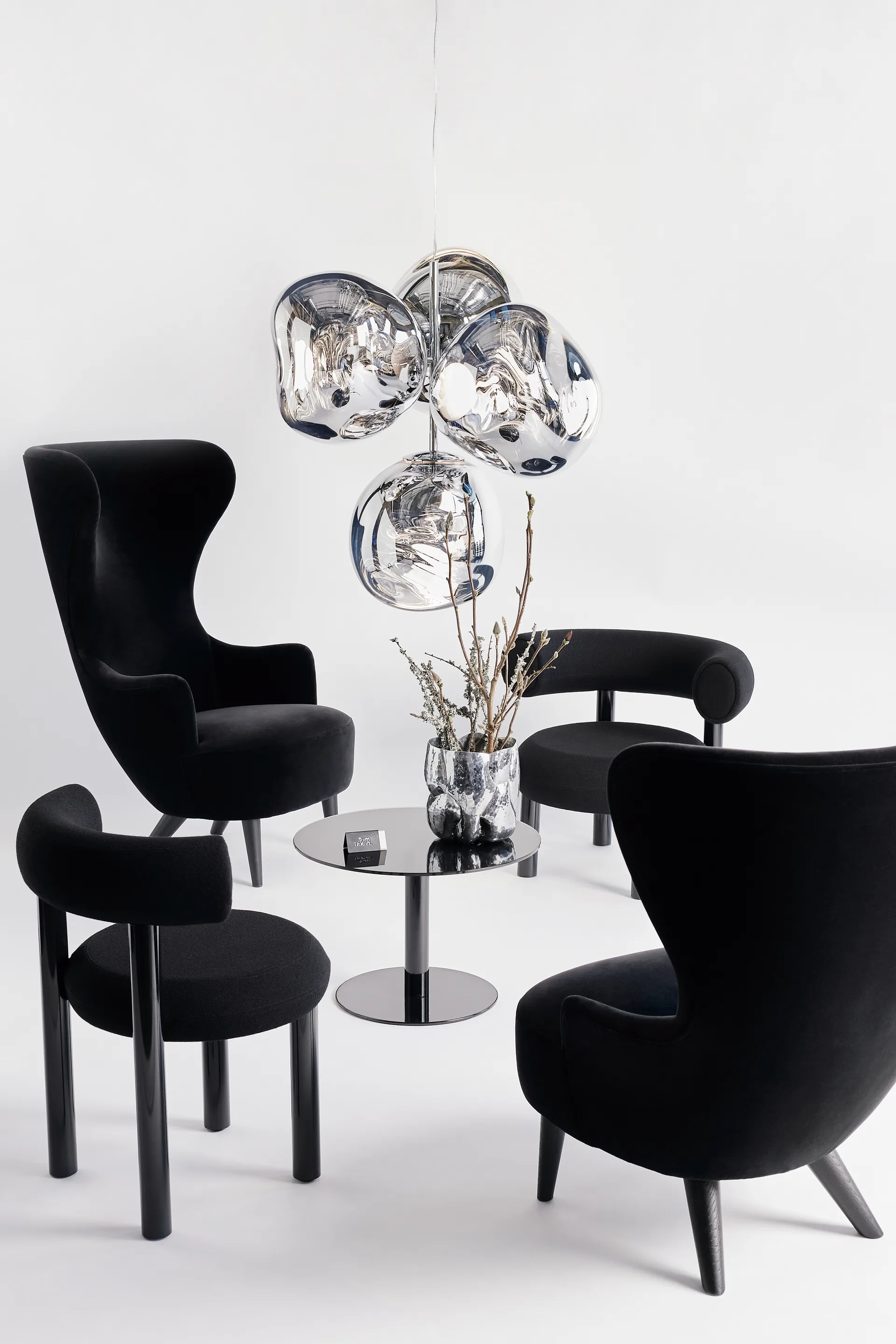 Lámpara de araña Melt Chandelier pequeña LED 103 cm, Plateado Tom Dixon
