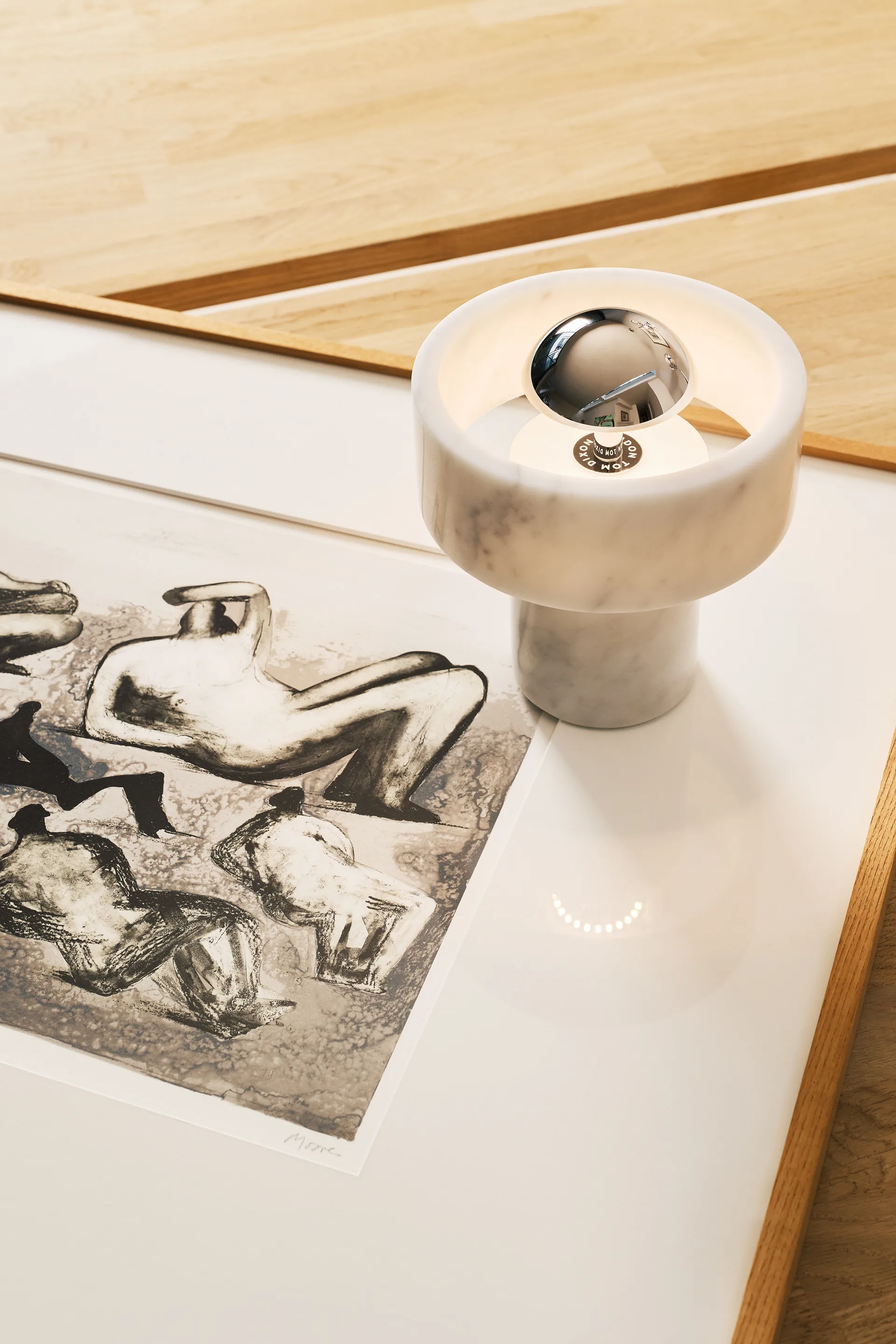 Lámpara de mesa Stone Portable LED 28 cm, Marble-plateado Tom Dixon