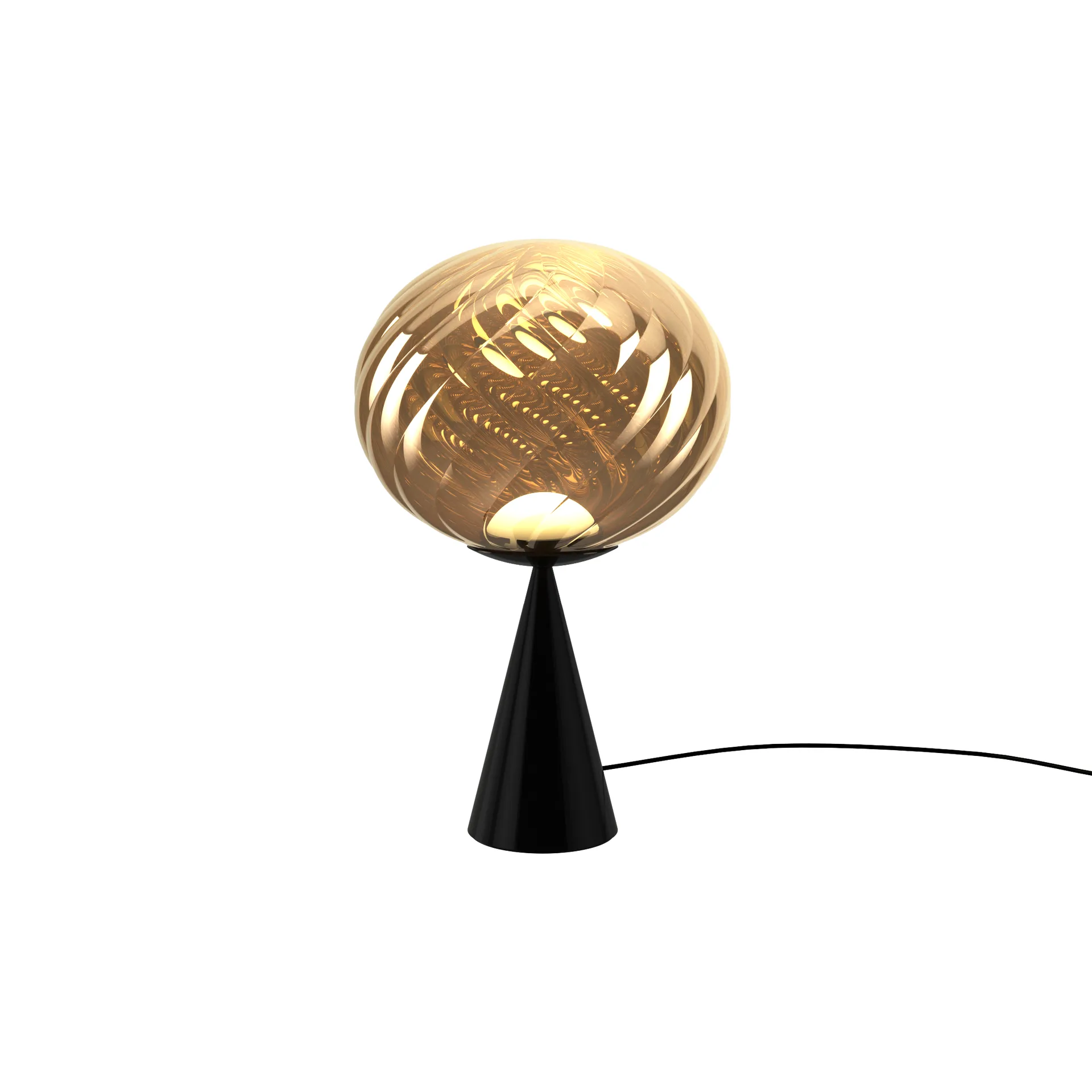 Lámpara de mesa Whirl cone fat, Dorado-negro Tom Dixon