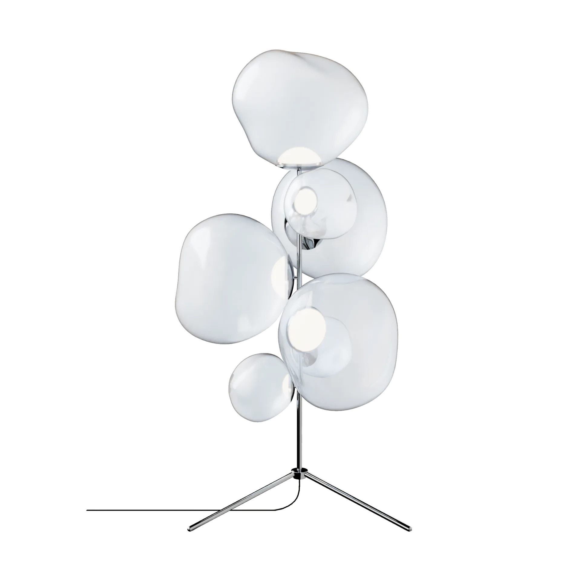 Lámpara de pie Melt Chandelier LED 175 cm, Ópalo-Plateado Tom Dixon