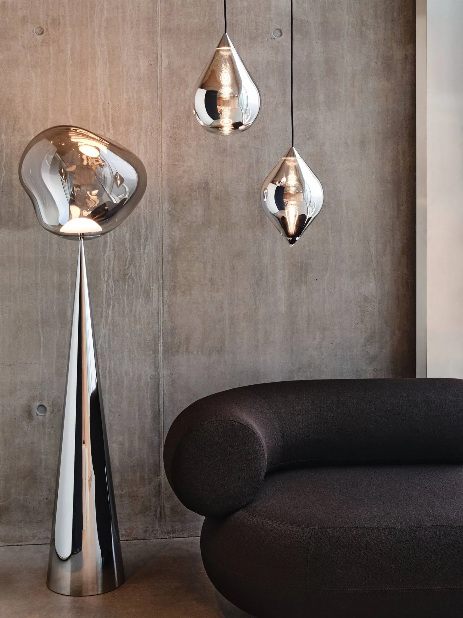 Lámpara de pie Melt Cone fat LED 174,5 cm, Níquel-plateado Tom Dixon
