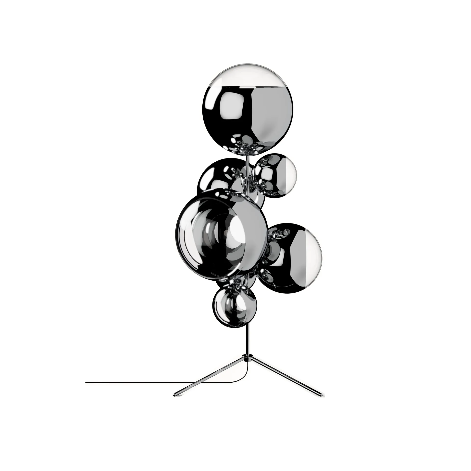Lámpara de pie Mirror Ball chandelier LED 181 cm, Plateado Tom Dixon