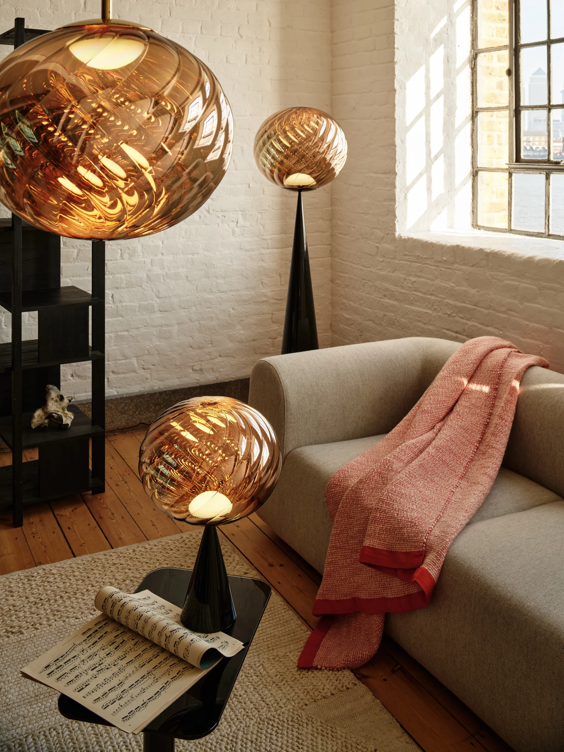 Manta Thread 140x180 cm, Naranja y blanco Tom Dixon