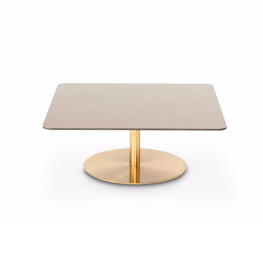 Mesa de centro Flash 80x80 cm, Soporte de cobre y latón Tom Dixon