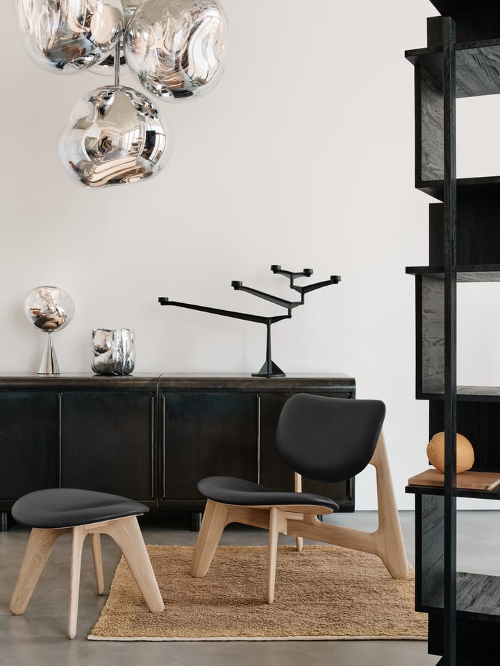 Puf Slab 45x55 cm, Roble natural-cuero negro Tom Dixon