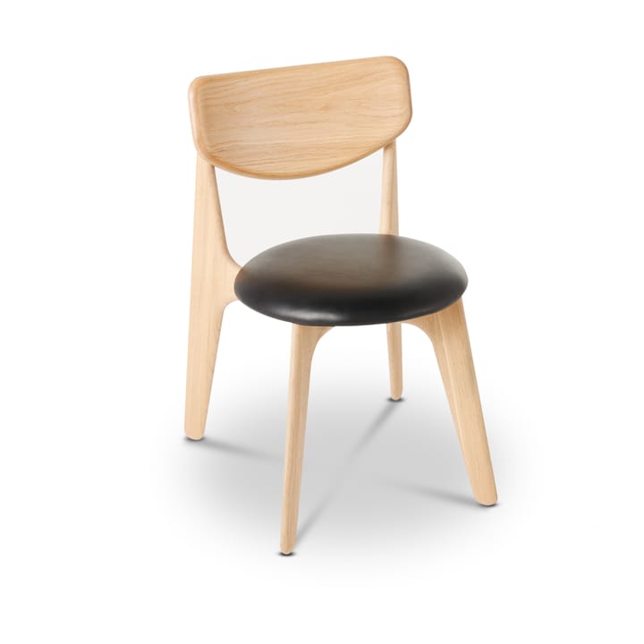Silla de comedor Slab con asiento tapizado - Roble natural-cuero negro - Tom Dixon