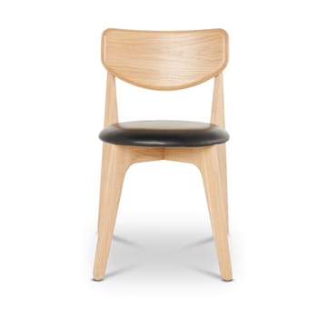 Silla de comedor Slab con asiento tapizado - Roble natural-cuero negro - Tom Dixon