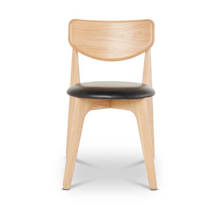 Silla de comedor Slab con asiento tapizado, Roble natural-cuero negro Tom Dixon