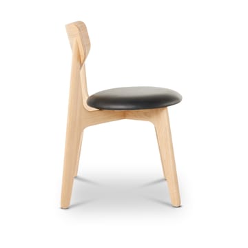 Silla de comedor Slab con asiento tapizado - Roble natural-cuero negro - Tom Dixon