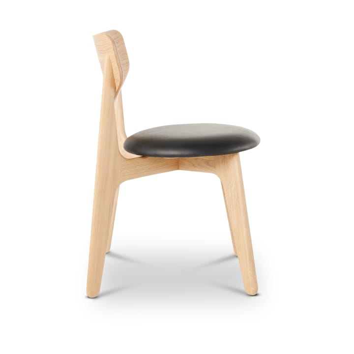 Silla de comedor Slab con asiento tapizado, Roble natural-cuero negro Tom Dixon