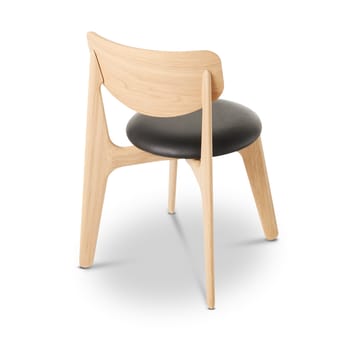 Silla de comedor Slab con asiento tapizado - Roble natural-cuero negro - Tom Dixon