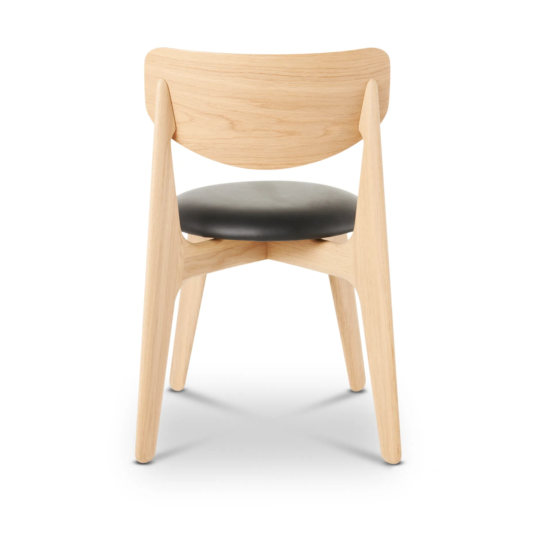 Silla de comedor Slab con asiento tapizado, Roble natural-cuero negro Tom Dixon