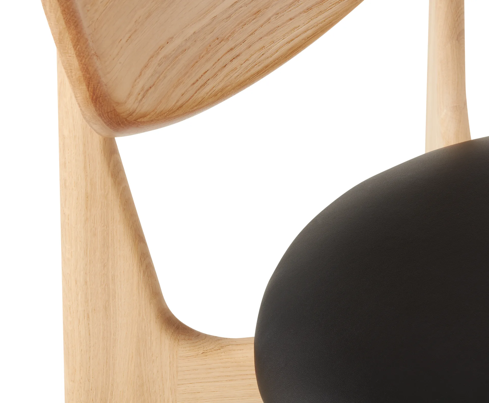 Silla de comedor Slab con asiento tapizado, Roble natural-cuero negro Tom Dixon