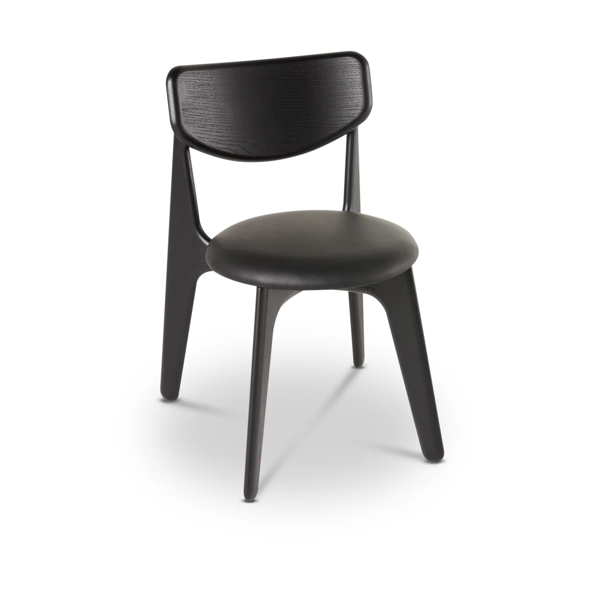 Silla de comedor Slab con asiento tapizado, Roble negro-cuero negro Tom Dixon