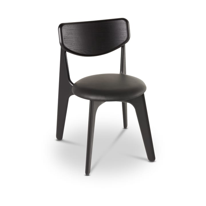 Silla de comedor Slab con asiento tapizado - Roble negro-cuero negro - Tom Dixon