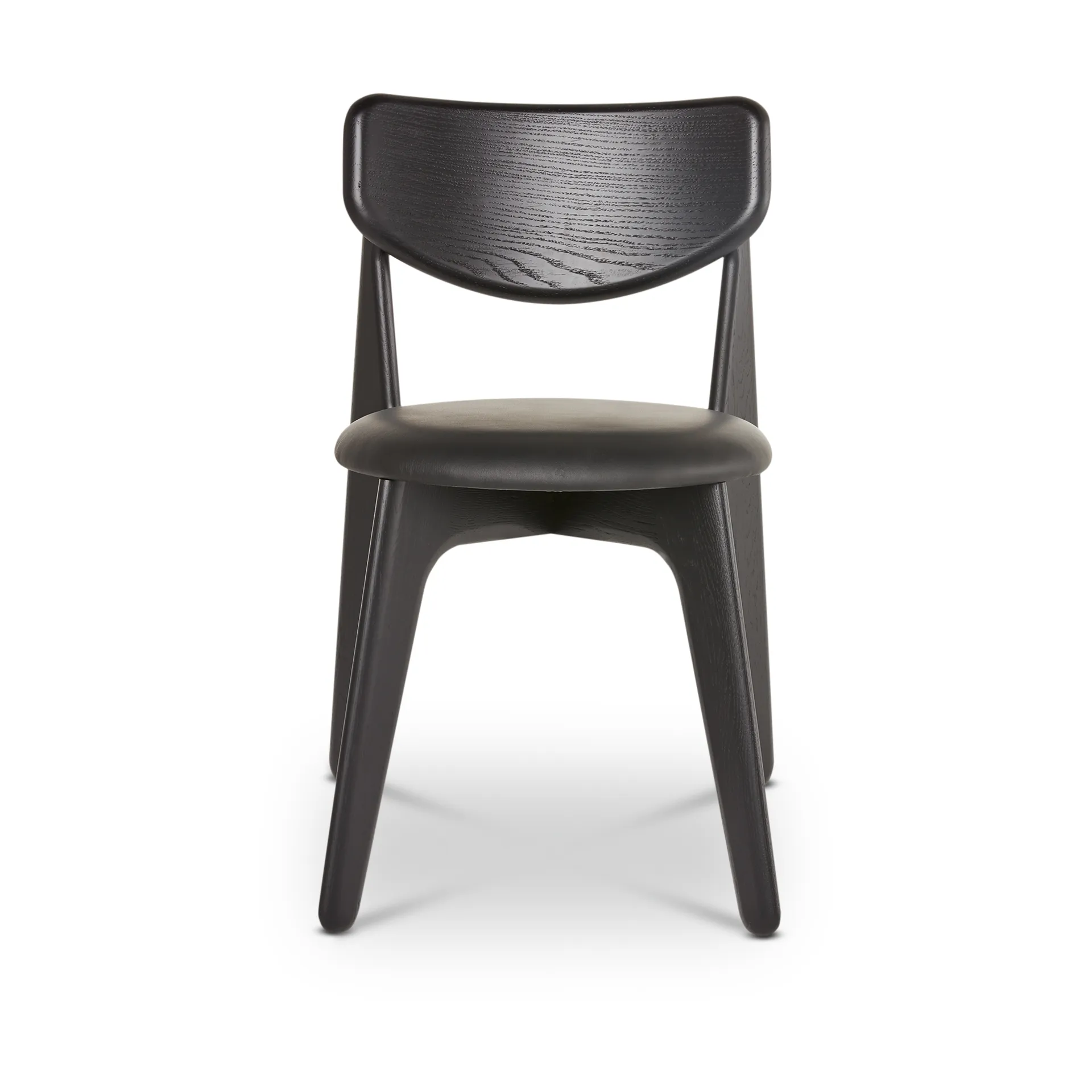 Silla de comedor Slab con asiento tapizado, Roble negro-cuero negro Tom Dixon