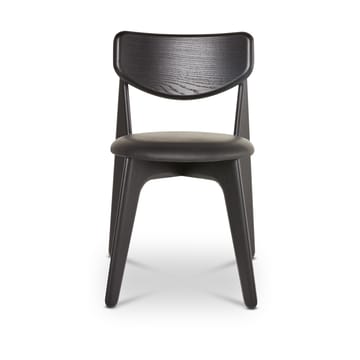 Silla de comedor Slab con asiento tapizado - Roble negro-cuero negro - Tom Dixon