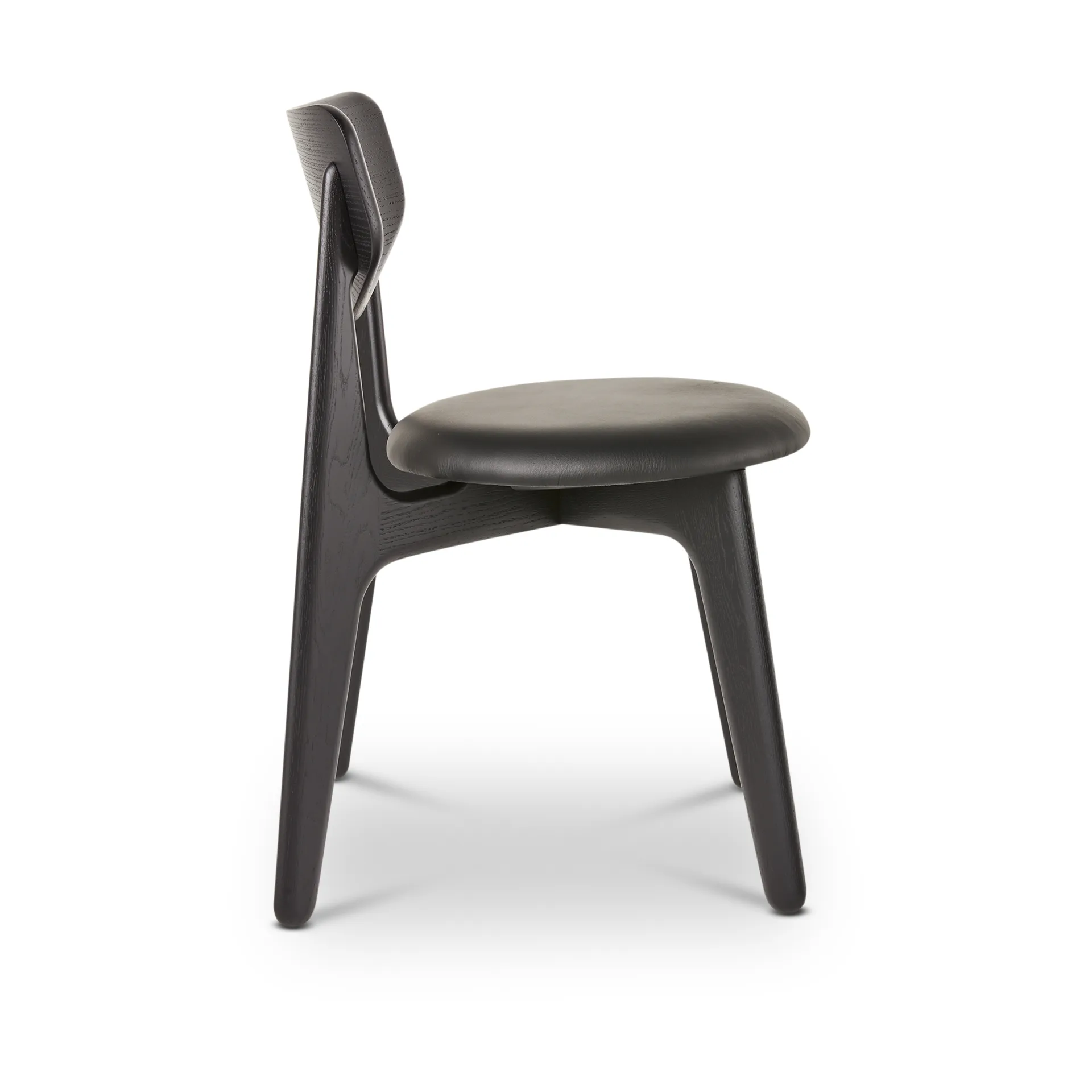 Silla de comedor Slab con asiento tapizado, Roble negro-cuero negro Tom Dixon