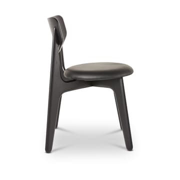 Silla de comedor Slab con asiento tapizado - Roble negro-cuero negro - Tom Dixon