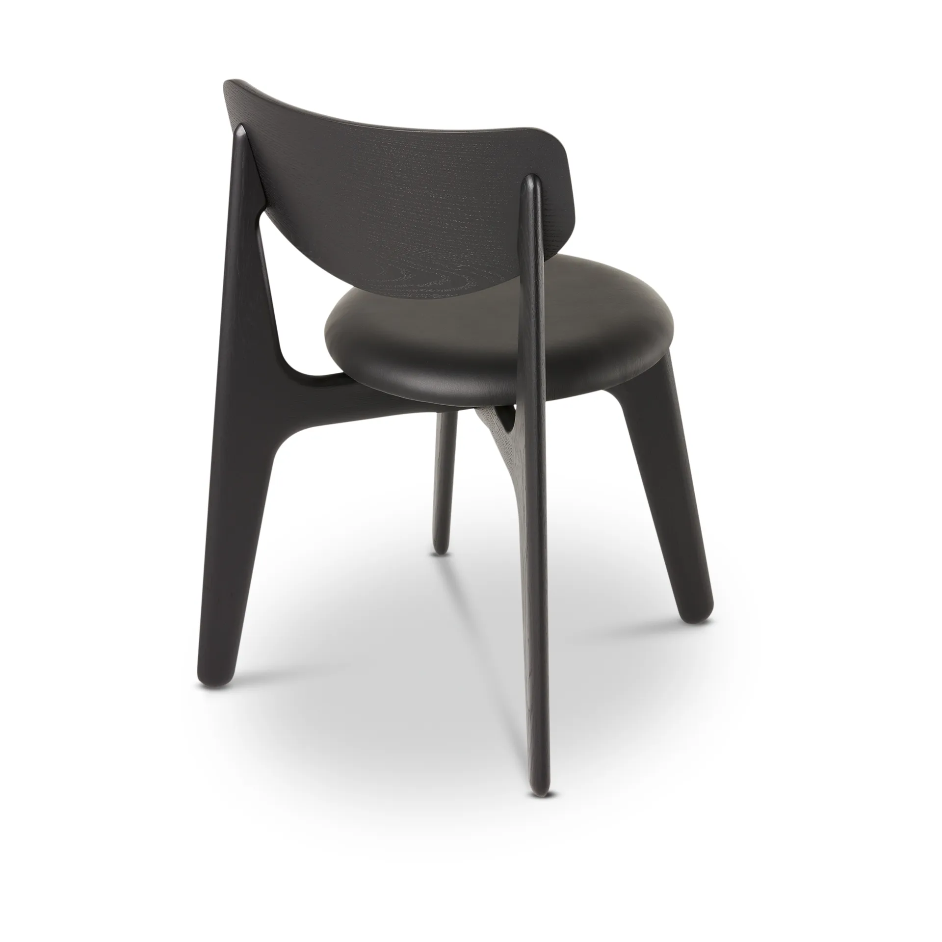 Silla de comedor Slab con asiento tapizado, Roble negro-cuero negro Tom Dixon